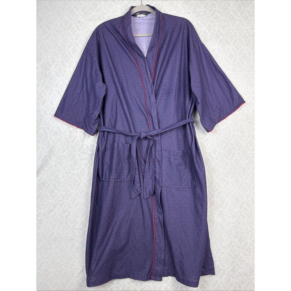 Vtg Belted Robe Mens OS Blue Smoking Jacket Housecoat Lounge MCM 50s 60s Retro